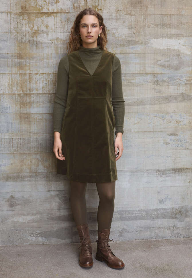 Velvet sleeveless dress, Dark khaki, completeTheLook