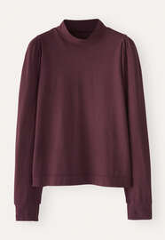 Jersey high-neck top, Claret, webstill