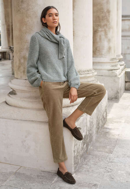 Slim cropped trousers, Taupe brown, completeTheLook