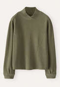 Cross-over neck sweatshirt, Green khaki, webstill