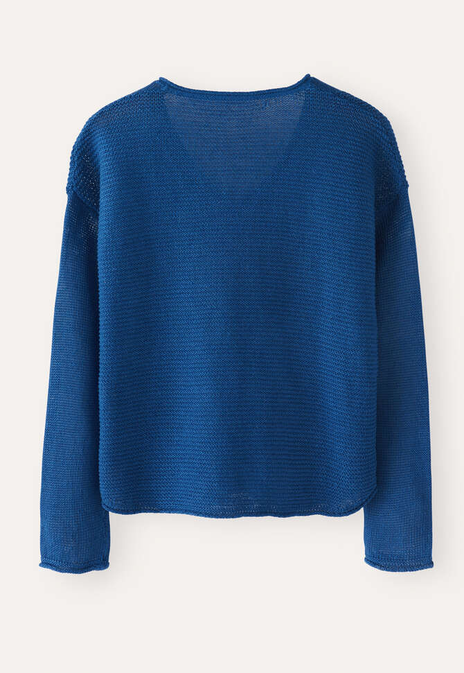 V-neck ribbed panel sweater, Azure, completeTheLook