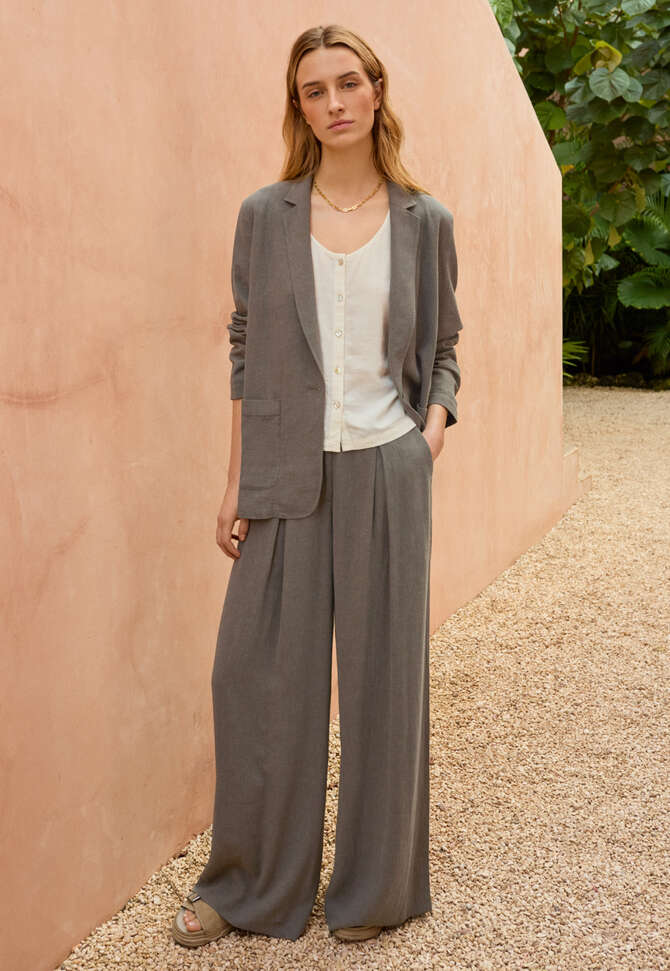 Wide-leg trousers, Khaki brown, completeTheLook