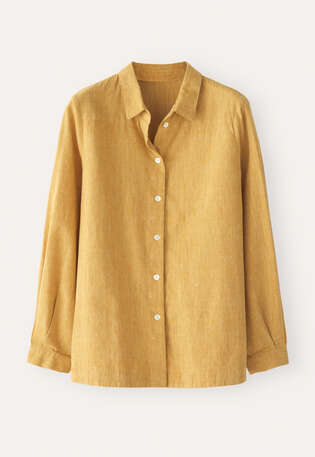 Curved hem overshirt, Ochre sand, webstill