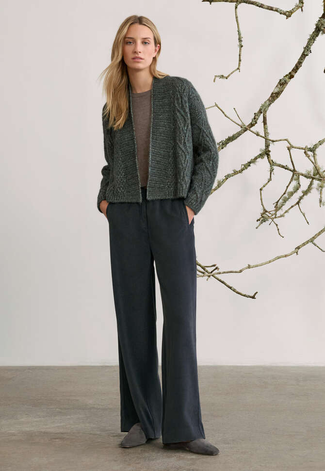 Cable-stitch cardigan, Grey teal, completeTheLook