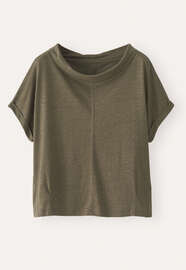 Turned-over neck top, Brown olive, webstill