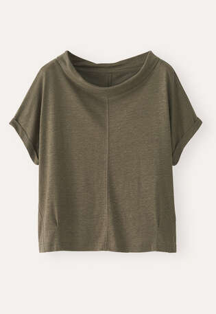 Turned-over neck top, Brown olive, webstill