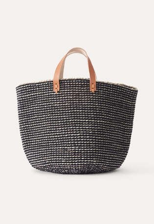 Large woven bucket-bag, Grey, webstill