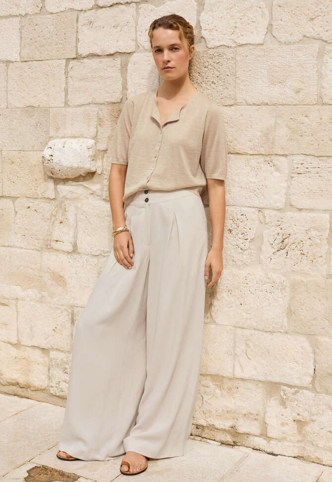 Wide-leg trousers, Pale natural, completeTheLook