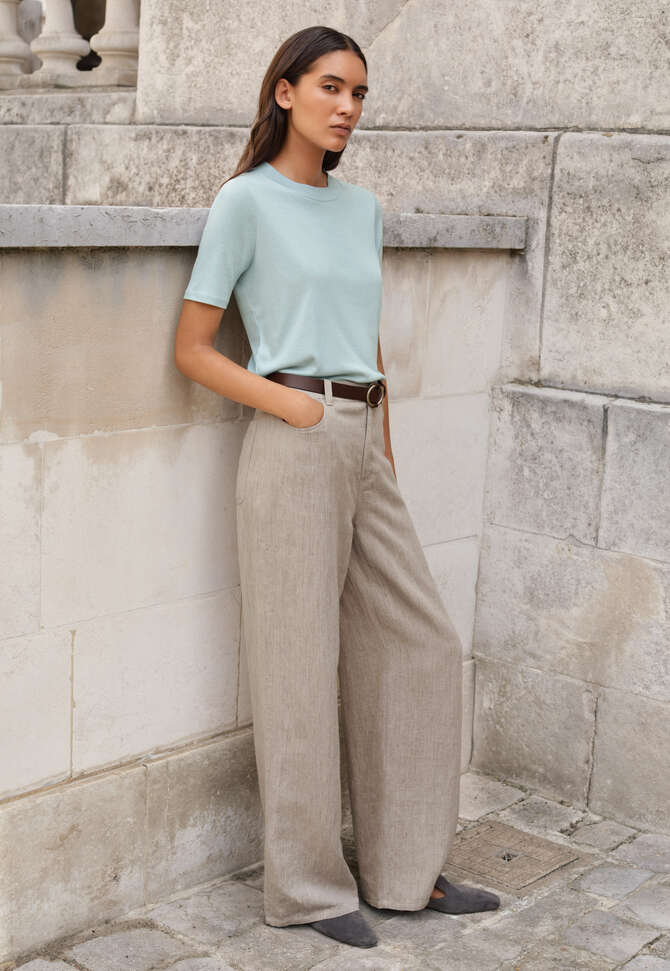 Silk & cotton T-shirt, Aqua mist, completeTheLook