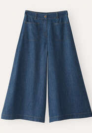 Indigo-dyed culottes, Dark denim, webstill