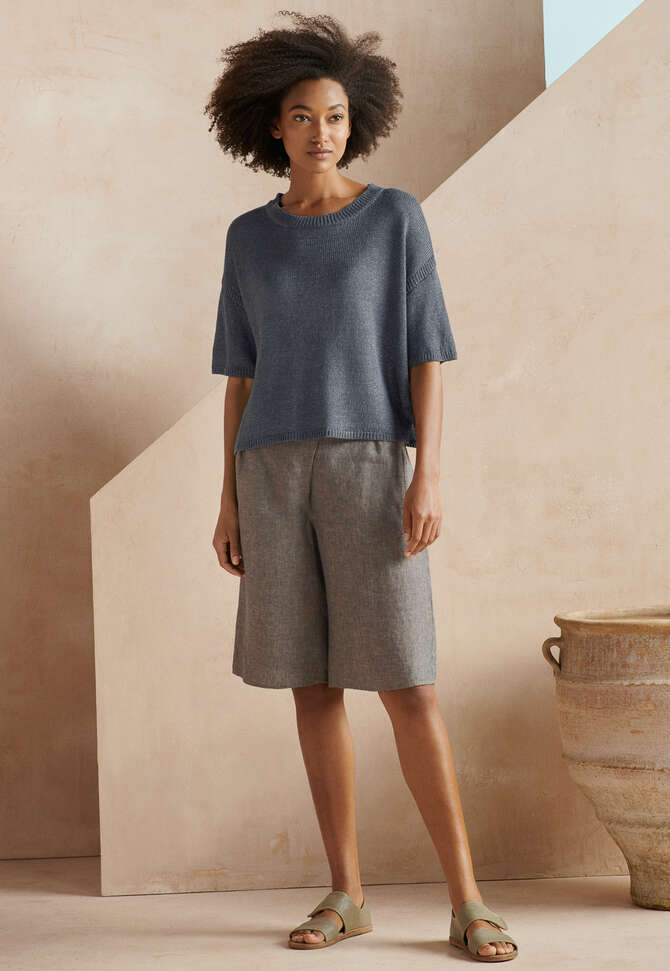 Knee-length culottes, Blue stone, completeTheLook