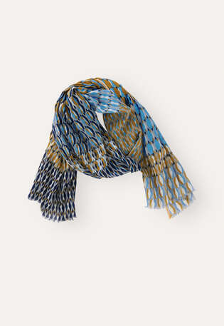 Cotton diamond scarf, Indigo, webstill