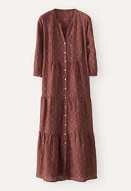 Clipped dobby-weave dress, Dark terracotta, webstill