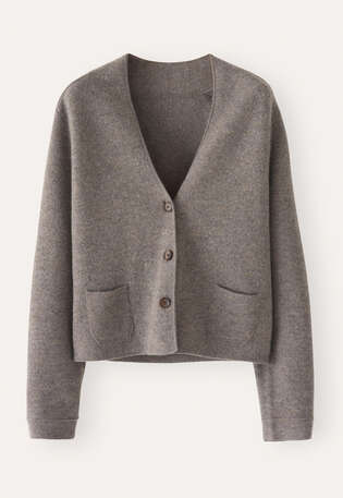 Short knitted jacket, Taupe brown, webstill
