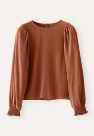 Gathered-sleeve blouse, Blush, webstill