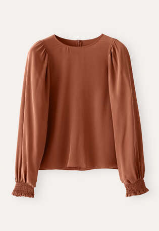 Gathered-sleeve blouse, Blush, webstill