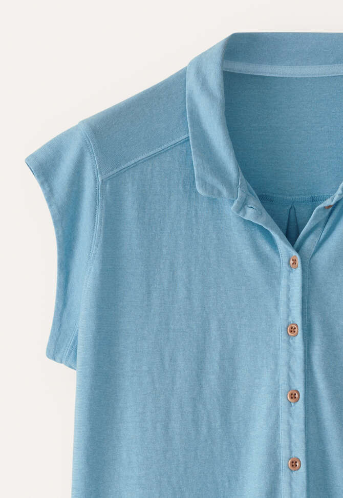 Cap-sleeve jersey shirt, Ocean blue, completeTheLook