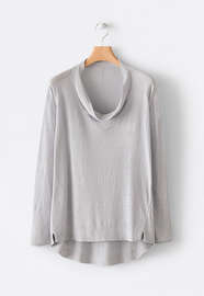 Cowl-neck linen sweater, Ice grey, webstill
