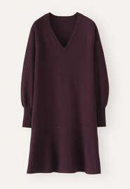 Peplum-detail dress, Maroon, webstill