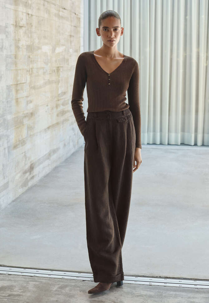 Wide-leg trousers, Black brown, completeTheLook