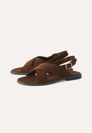Cross-front sandals, Chocolate, webstill