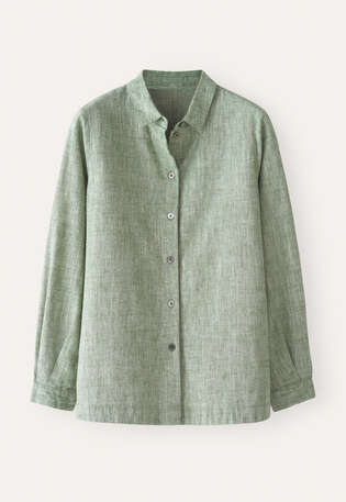 Curved hem overshirt, Soft olive, webstill