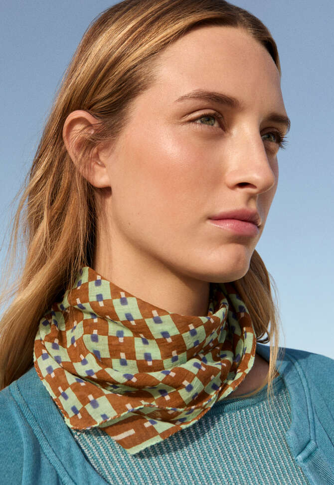Square cotton scarf, Bronze, completeTheLook