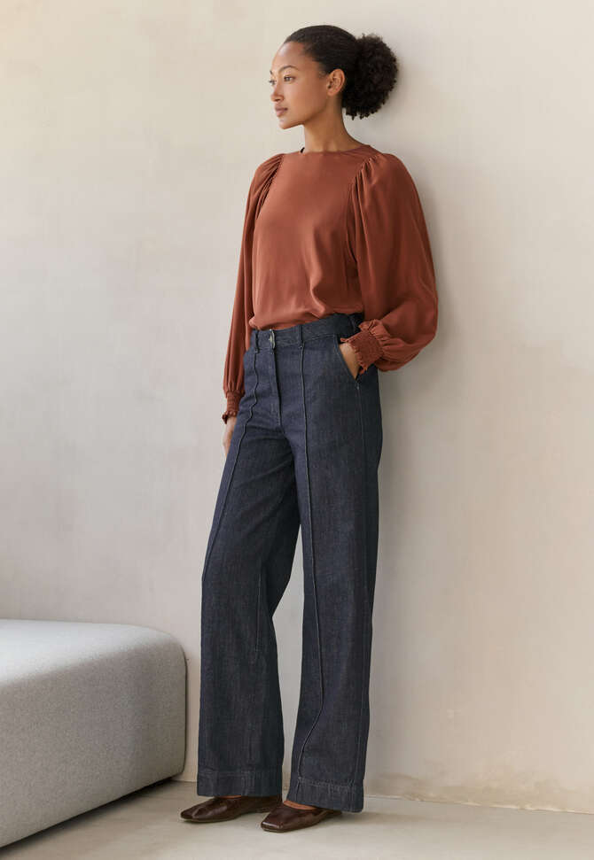 Gathered-sleeve blouse, Blush, completeTheLook