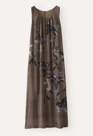 Printed sleeveless dress, Dark taupe, webstill