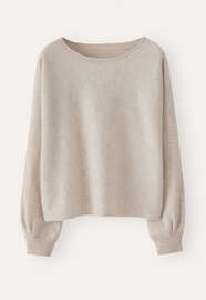Dolman pleated-sleeve sweater, Ecru fawn, webstill