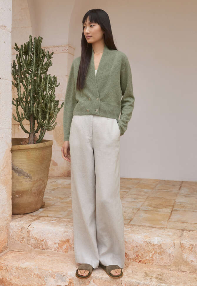 Double-breasted cardigan, Soft forest, completeTheLook