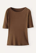 Ribbed jersey top, Dark tan, webstill