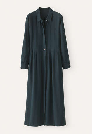 Tuck-detail dress, Black pine, webstill