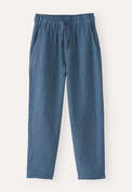 Striped pull-on trousers, Petrol blue, webstill