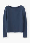 Boat-neck sweater, Dark blue, webstill