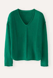 V-neck ribbed panel sweater, Emerald green, webstill