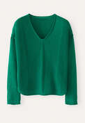 V-neck ribbed panel sweater, Emerald green, webstill