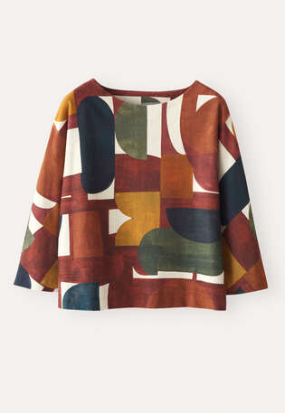 Printed jersey top, Burnt orange, webstill