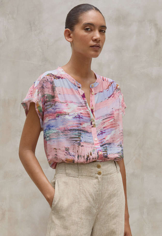 Printed boxy shirt, Pink lavender, completeTheLook