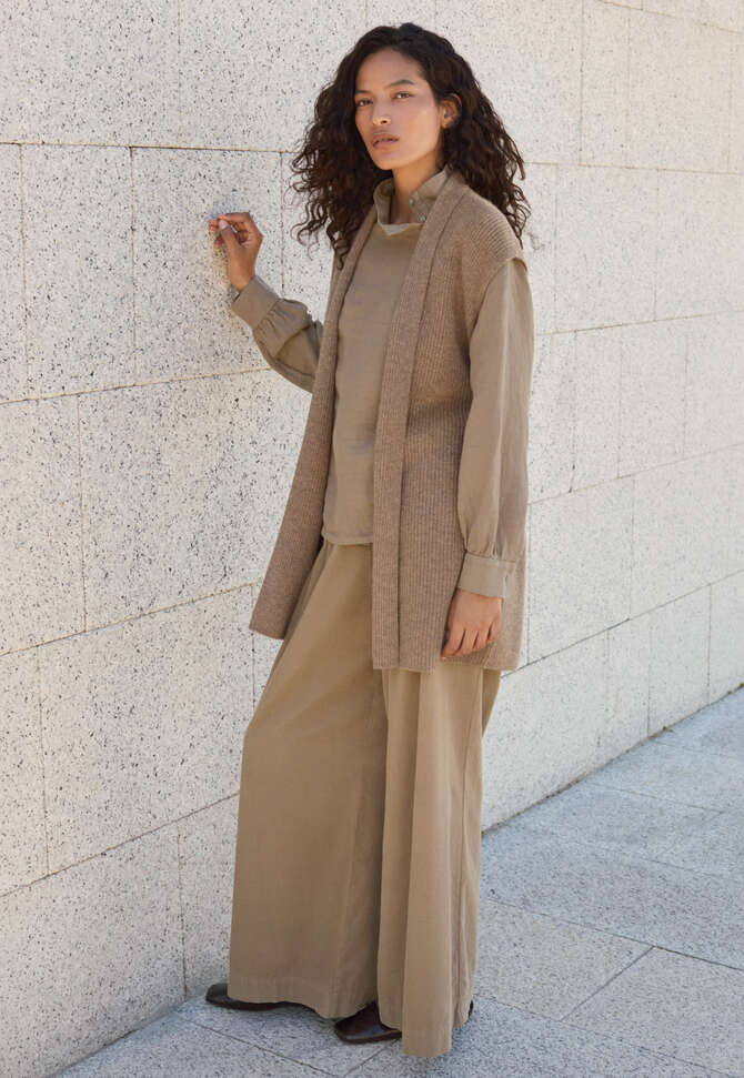 Rib-stitch cardigan, Latte, completeTheLook
