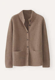 Rib-stitch cardigan, Latte, webstill