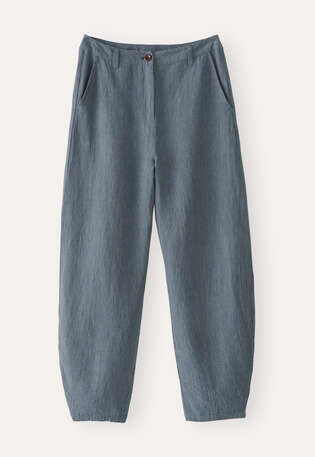 Striped dart-hem trousers, Petrol, webstill