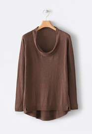 Cowl-neck linen sweater, Walnut, webstill