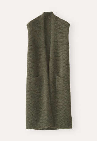 Long open-stitch waistcoat, Moss, webstill