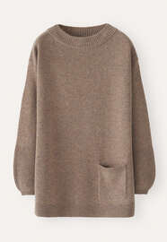 Patch-pocket sweater, Latte, webstill
