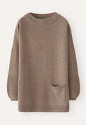 Patch-pocket sweater, Latte, webstill