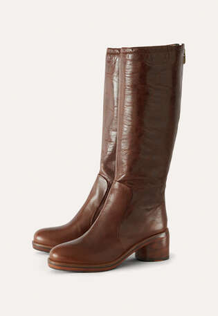 Heeled boots, Dark tan, webstill