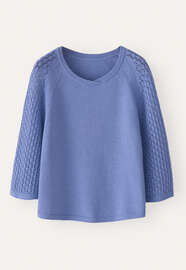 Lace-stitch-sleeve sweater, Purple cornflower, webstill