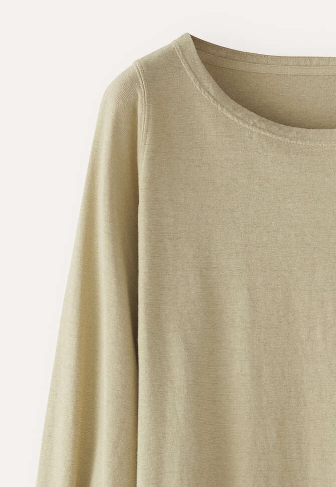 Pleated-cuff jersey top, Pale sage, completeTheLook