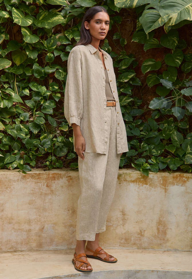Deep side-split shirt, Natural, completeTheLook